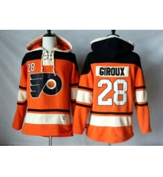 Philadelphia Flyers #28 Claude Giroux Orange Sawyer Hooded Sweatshirt Stitched NHL Jersey