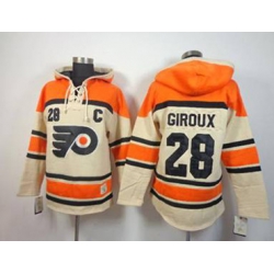 Philadelphia Flyers #28 Claude Giroux orange-cream[pullover hooded sweatshirt patch C]