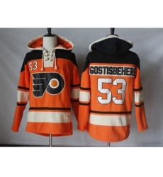 Philadelphia Flyers #53 Shayne Gostisbehere Orange Sawyer Hooded Sweatshirt Stitched NHL Jersey