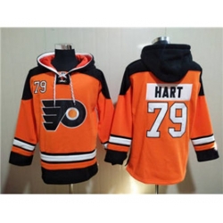 Philadelphia Flyers #79 Carter Hart Orange Ageless Must-Have Lace-Up Pullover Hockey Hoodie Philadelphia Flyers #79 Carter Hart Orange Ageless Must-Have Lace-Up Pullover Hockey Hoodie