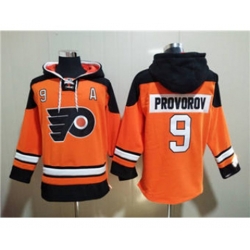 Philadelphia Flyers #9 Ivan Provorov Orange Ageless Must-Have Lace-Up Pullover Hockey Hoodie Philadelphia Flyers #9 Ivan Provorov Orange Ageless Must-Have Lace-Up Pullover Hockey Hoodie
