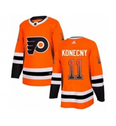 Adidas Philadelphia Flyers #11 Travis Konecny Authentic Orange Drift Fashion NHL Jersey