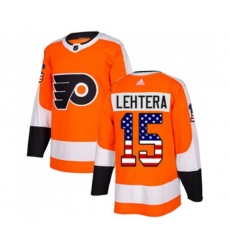 Adidas Philadelphia Flyers #15 Jori Lehtera Authentic Orange USA Flag Fashion NHL Jersey