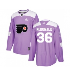 Adidas Philadelphia Flyers #36 Colin McDonald Authentic Purple Fights Cancer Practice NHL Jersey