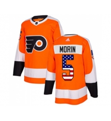 Adidas Philadelphia Flyers #5 Samuel Morin Authentic Orange USA Flag Fashion NHL Jersey