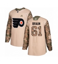 Philadelphia Flyers #61 Justin Braun Authentic Camo Veterans Day Practice Hockey Jersey