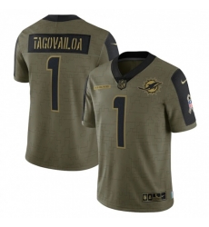Miami Dolphins #1 Tua Tagovailoa Nike Olive 2021 Salute To Service Limited Player Jersey