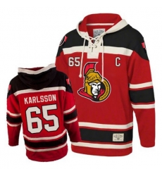 Old Time Hockey Ottawa Senators #65 Erik Karlsson Premier Red Sawyer Hooded Sweatshirt NHL Jersey