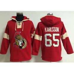 Ottawa Senators #65 Erik Karlsson Red Pullover NHL Hoodie Ottawa Senators #65 Erik Karlsson Red Pullover NHL Hoodie