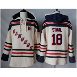New York Rangers #18 Marc Staal Cream Sawyer Hooded Sweatshirt Stitched NHL Jersey