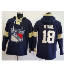 New York Rangers #18 Marc Staal Navy Blue Pullover Hoodie Stitched NHL Jersey