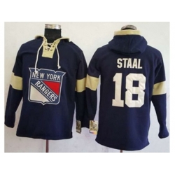 New York Rangers #18 Marc Staal Navy Blue Pullover Hoodie Stitched NHL Jersey