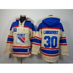 New York Rangers #30 Henrik Lundqvist Cream Sawyer Hooded Sweatshirt Stitched jerseys
