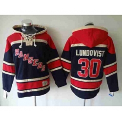 New York Rangers #30 Henrik Lundqvist dk.blue-red[pullover hooded sweatshirt]