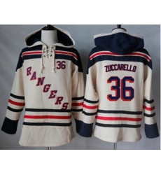 New York Rangers #36 Mats Zuccarello Cream Sawyer Hooded Sweatshirt Stitched NHL Jersey
