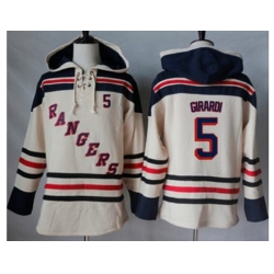 New York Rangers #5 Dan Girardi Cream Sawyer Hooded Sweatshirt Stitched NHL Jersey