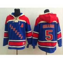 New York Rangers #5 Dan Girardi blue[pullover hooded sweatshirt patch A]