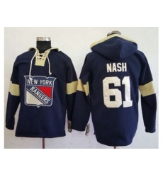 New York Rangers #61 Rick Nash Navy Blue Pullover Hoodie Stitched NHL Jersey
