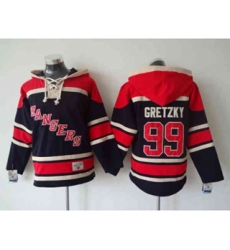 New York Rangers #99 Wayne Gretzky dk.blue-red[pullover hooded sweatshirt]