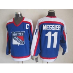 New York Rangers #11 Mark Messier Blue CCM Throwback Jerseys