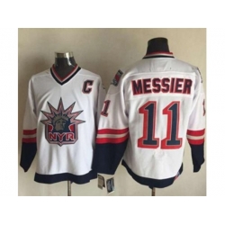 New York Rangers #11 Mark Messier White CCM Statue of Liberty Stitched NHL Jersey