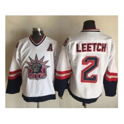 New York Rangers #2 Brian Leetch White CCM Statue of Liberty Stitched NHL Jersey