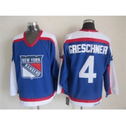 New York Rangers #4 Ron Greschner CCM Throwback blue NHL jerseys
