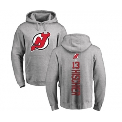 New Jersey Devils #13 Nico Hischier Ash Backer Pullover Hoodie