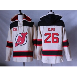 New Jersey Devils #26 Patrik Elias Cream Sawyer Hooded Sweatshirt Stitched NHL Jersey