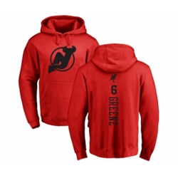 New Jersey Devils #6 Andy Greene Red One Color Backer Pullover Hoodie