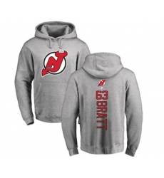 New Jersey Devils #63 Jesper Bratt Ash Backer Pullover Hoodie