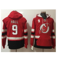 New Jersey Devils #9 Taylor Hall Red Name & Number Pullover NHL Hoodie