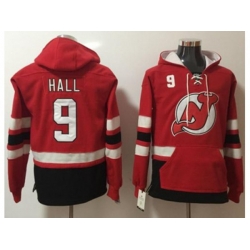 New Jersey Devils #9 Taylor Hall Red Name & Number Pullover NHL Hoodie