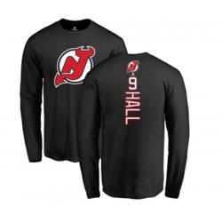 New Jersey Devils #9 Taylor Hall Black Backer Long Sleeve T-Shirt