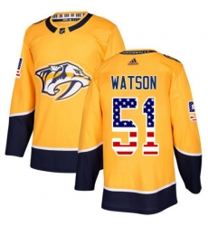 Nashville Predators #51 Austin Watson Authentic Gold USA Flag Fashion NHL Jersey