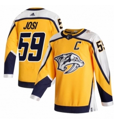 Nashville Predators #59 Roman Josi adidas Yellow 2020-21 Reverse Retro Authentic Player Jersey