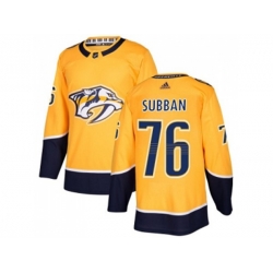Nashville Predators #76 P.K Subban Yellow Home Authentic Stitched NHL Jersey
