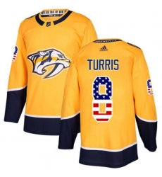 Nashville Predators #8 Kyle Turris Authentic Gold USA Flag Fashion NHL Jersey
