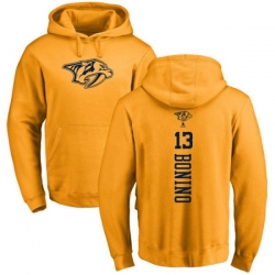 Nashville Predators #13 Nick Bonino Gold One Color Backer Pullover Hoodie Nashville Predators #13 Nick Bonino Gold One Color Backer Pullover Hoodie