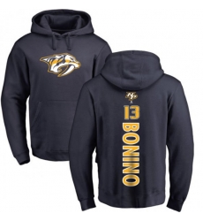 Nashville Predators #13 Nick Bonino Navy Blue Backer Pullover Hoodie