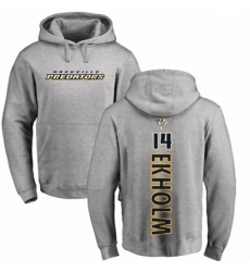 Nashville Predators #14 Mattias Ekholm Ash Backer Pullover Hoodie