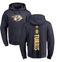 Nashville Predators #8 Kyle Turris Navy Blue Backer Pullover Hoodie