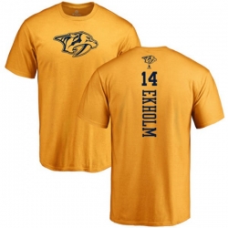 Nashville Predators #14 Mattias Ekholm Gold One Color Backer T-Shirt Nashville Predators #14 Mattias Ekholm Gold One Color Backer T-Shirt