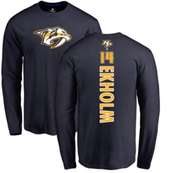 Nashville Predators #14 Mattias Ekholm Navy Blue Backer Long Sleeve T-Shirt Nashville Predators #14 Mattias Ekholm Navy Blue Backer Long Sleeve T-Shirt