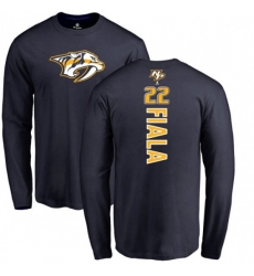 Nashville Predators #22 Kevin Fiala Navy Blue Backer Long Sleeve T-Shirt