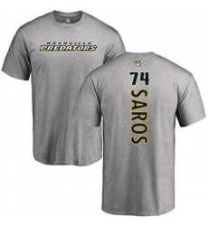 Nashville Predators #74 Juuse Saros Ash Backer T-Shirt
