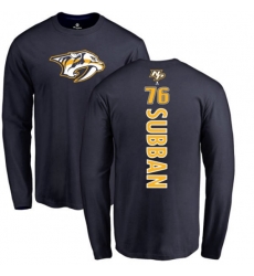 Nashville Predators #76 P.K Subban Navy Blue Backer Long Sleeve T-Shirt