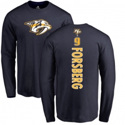 Nashville Predators #9 Filip Forsberg Navy Blue Backer Long Sleeve T-Shirt Nashville Predators #9 Filip Forsberg Navy Blue Backer Long Sleeve T-Shirt