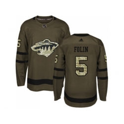 Minnesota Wild #5 Christian Folin Green Salute to Service Stitched NHL Jersey