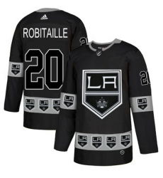 Los Angeles Kings #20 Luc Robitaille Authentic Black Team Logo Fashion NHL Jersey